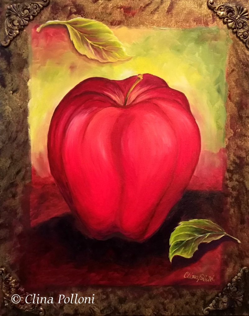 Red Apple With Leaves