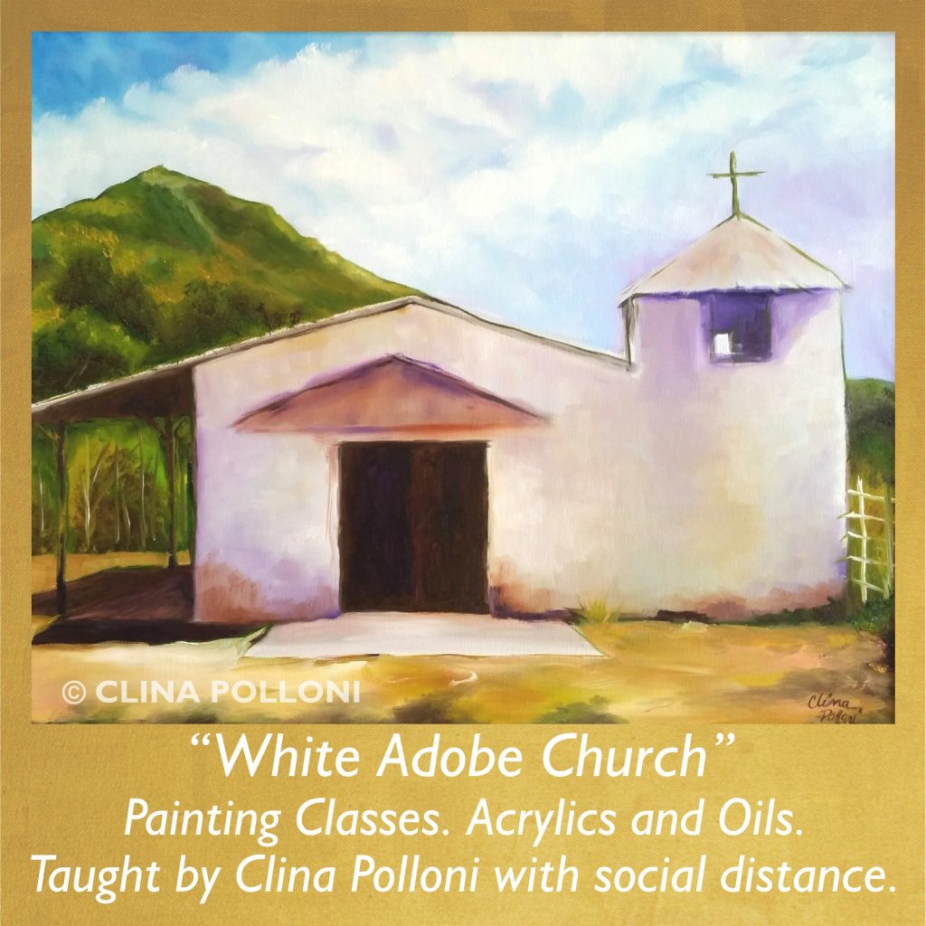 Painting Class acrylics oils-White Adobe Church