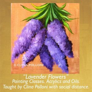 Painting Class acrylics oils-Lavender Flowers