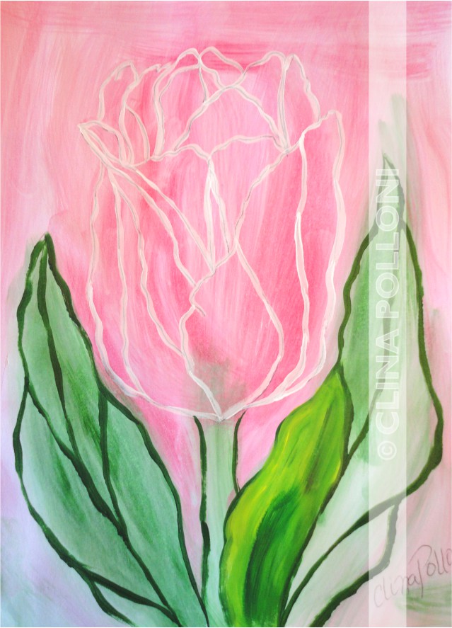Flower-Pink Tulip-Under-paint