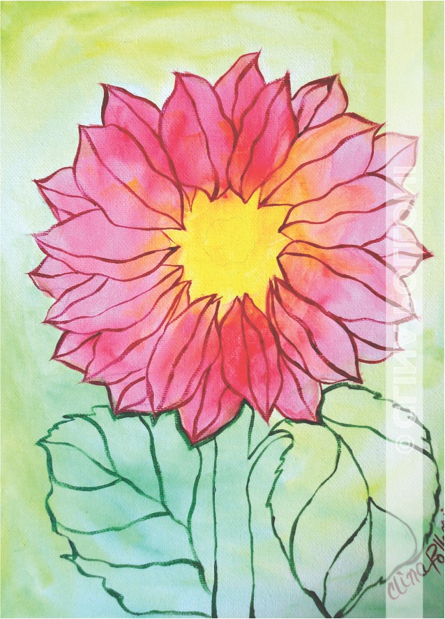 Red Daisy Under-Paint Outline