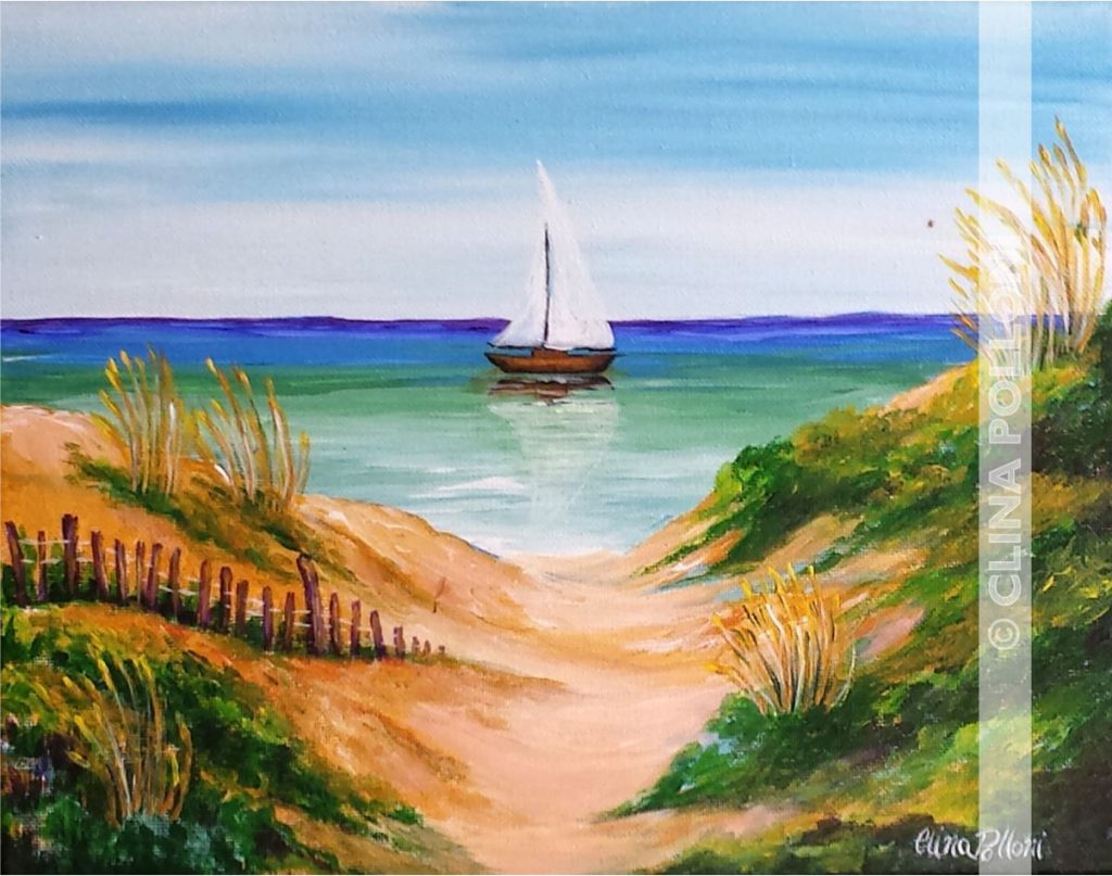 Sea Dunes with Sail Boat