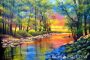 Orange Reflections in The River Painting