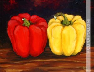 Still Life-Red and Yellow Peppers Painting