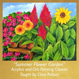 Summer Flower Garden-Painting Class by Clina Polloni
