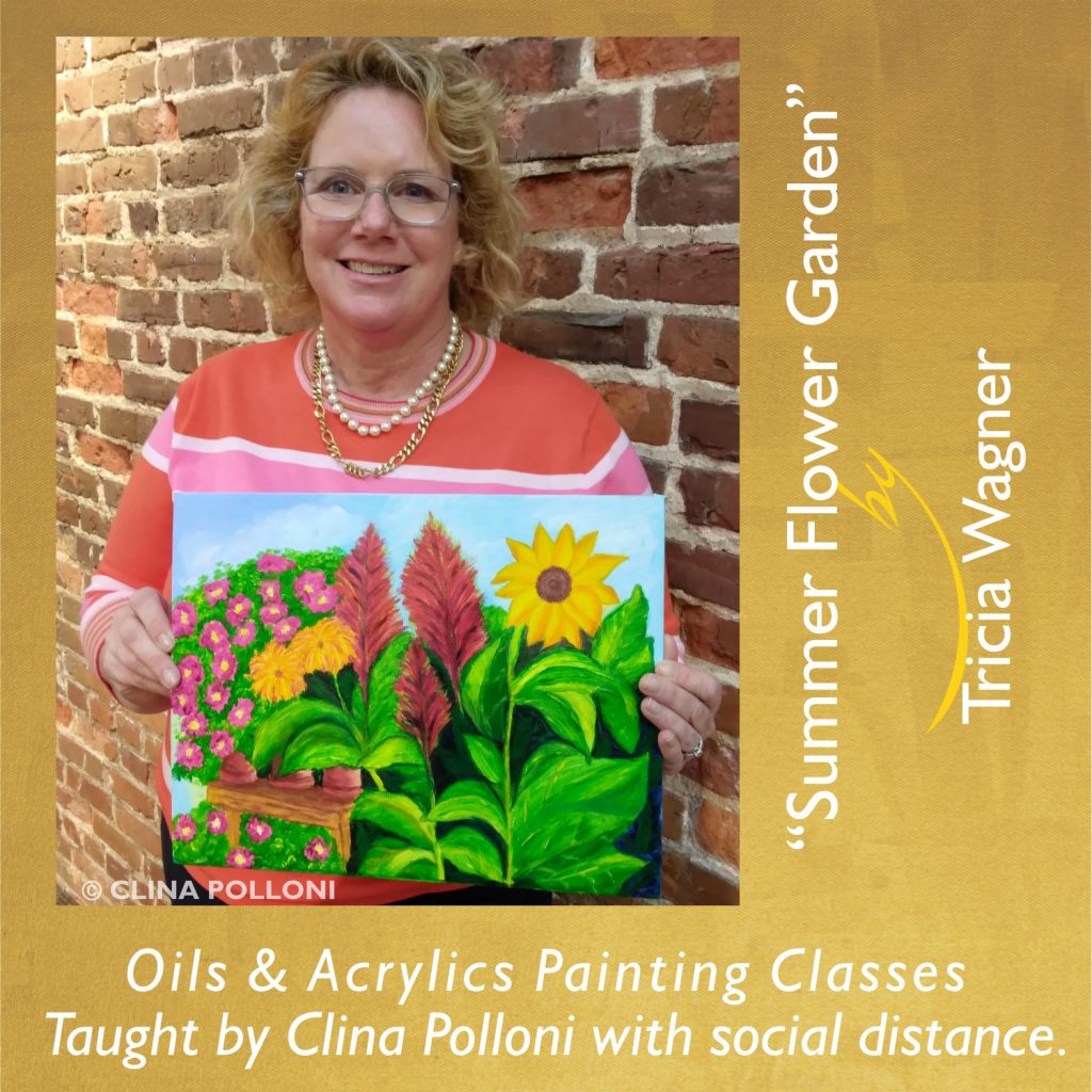 Summer Flower Garden by Tricia Wagner-Painting Class acrylics oils