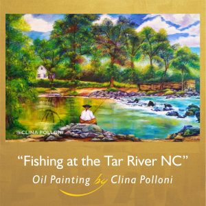 Fishing at the Tar River NC Painting