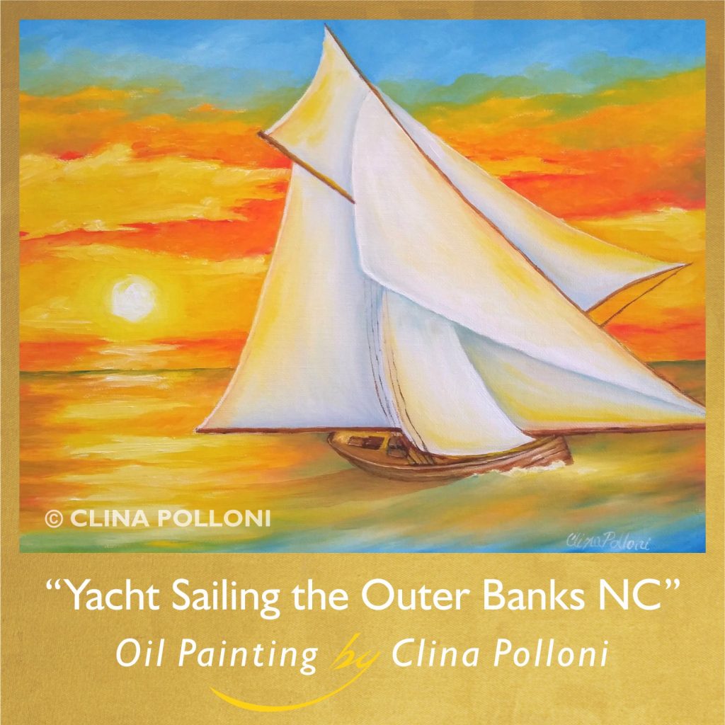 Yacht Sailing the Outer Banks NC Seascape Painting