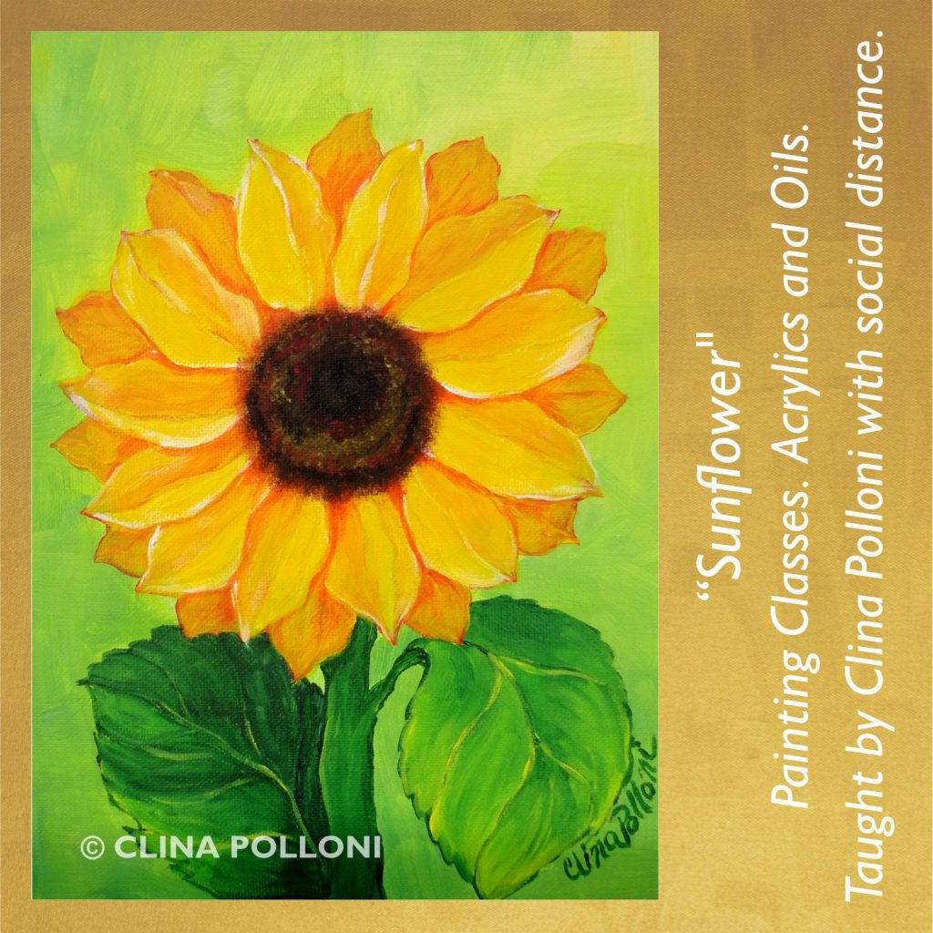 Painting Class acrylics oils-Sunflower