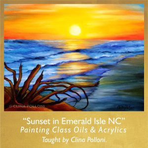 Sunset in Emerald Isle-Painting Class Acrylics Oils.