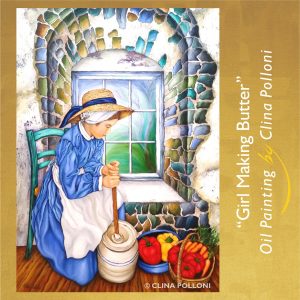 Girl Making Butter-Painting by Clina Polloni
