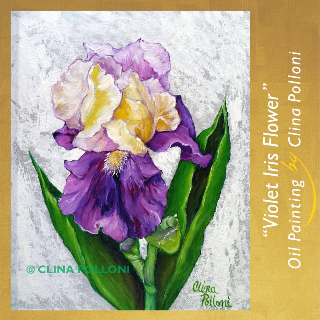 Violet Iris Flower Painting