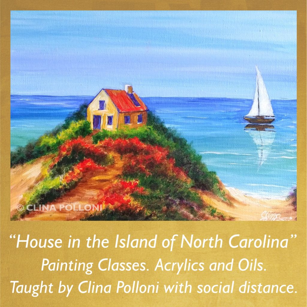 Painting Class acrylics oils-House in the Island of North Carolina