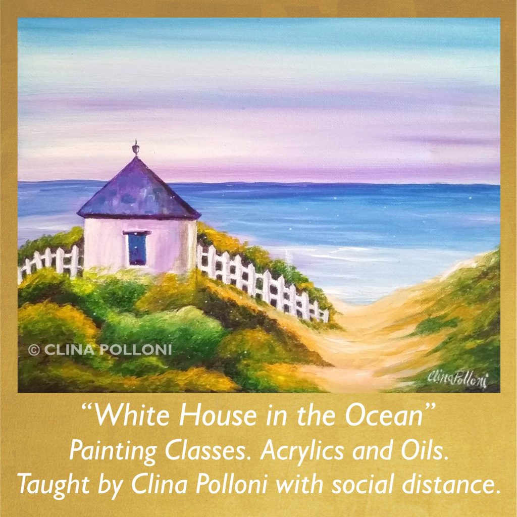 Painting Class acrylics oils-White House in the Ocean