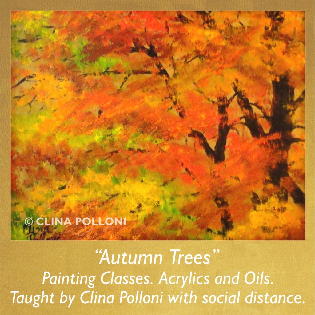 Painting Class acrylics oils-Autumn Trees