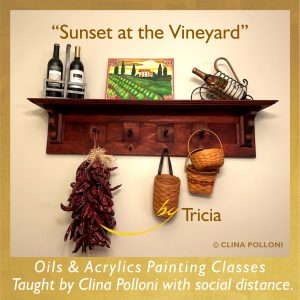 Sunset at the Vineyard by Tricia-Painting Class acrylics oils