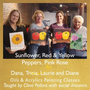 Dana, Tricia, Laurie and Diane-Painting Class acrylics oils