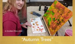 Autumn Trees by Rachel, January 2022-Painting Class acrylics oils