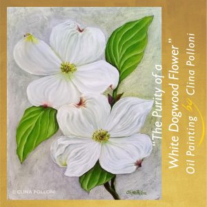 White Dogwood Flower by Clina Polloni