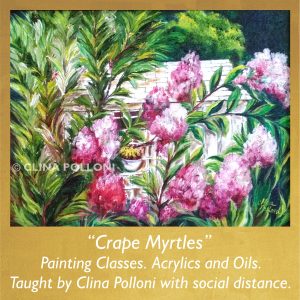 Painting Class acrylics oils-Crape Myrtles