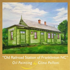 Old Railroad Station of Franklinton NC by Clina Polloni-oil painting.