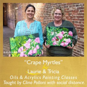 Painting Class-Crape Myrtles by Laurie Boyette and Tricia Wagner