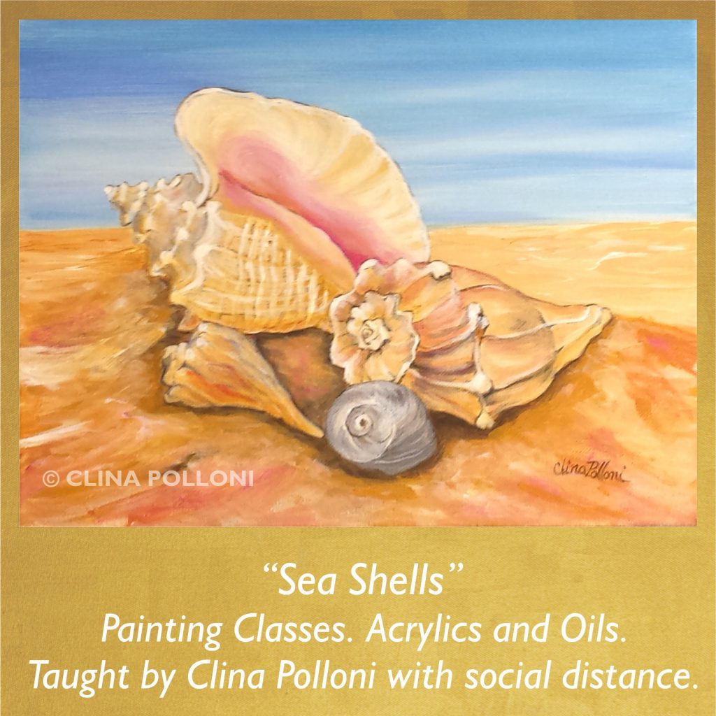 Sea Shells-Painting Class acrylics oils