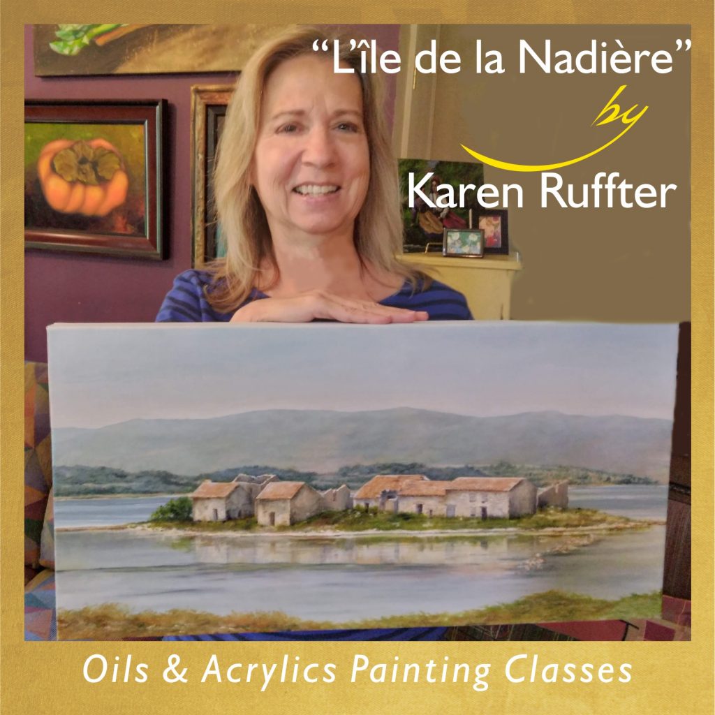 Karen Ruffner-L’île de la Nadière-Painting class acrylics oils.