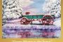 Green Wagon in the Snow-Oil Painting by Clina Polloni.