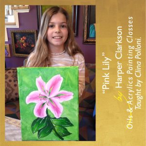 Harper Clarkson-Pink Lily-Painting Class acrylics oils.