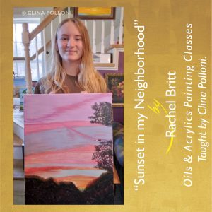 Rachel Britt-Sunset in my neighborhood-Painting classes acrylics oils.