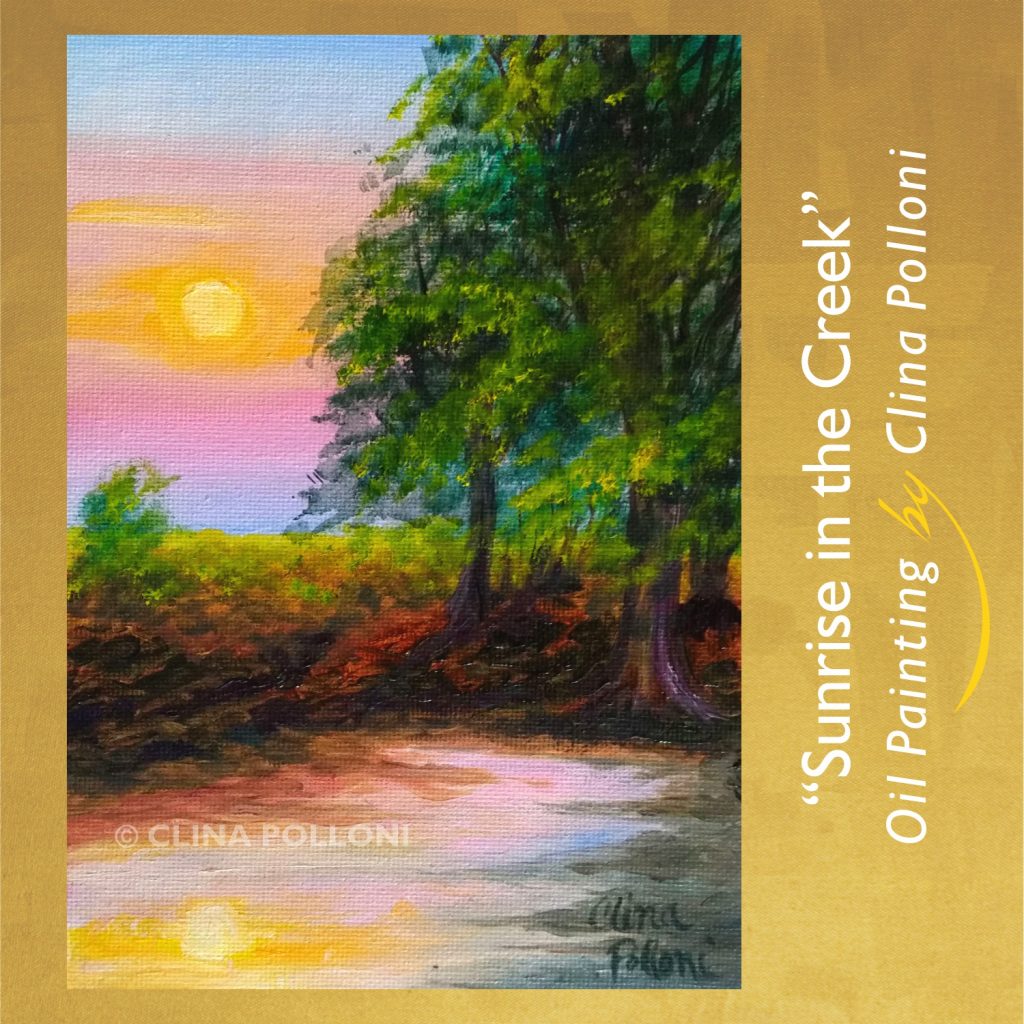 Sunrise in the Creek by Clina Polloni-Oil Painting.