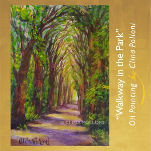 Walkway in the Park by Clina Polloni-Oil Painting.
