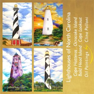 Lighthouses of NC-Oil Paintings by Clina Polloni