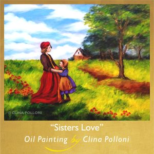 Sisters Love-Oil Painting by Clina Polloni.