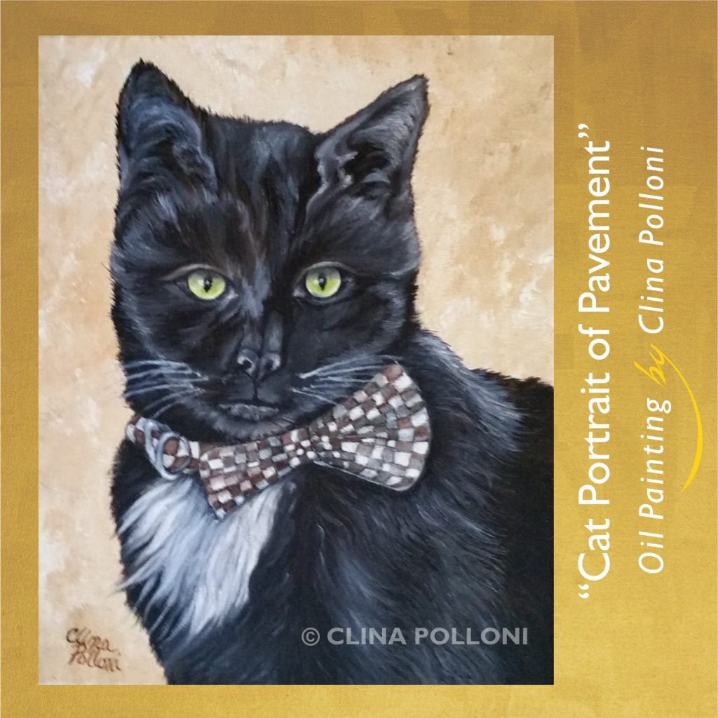 Cat Portrait-Pavement by Clina Polloni