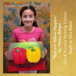 Menna Bahgat-Red and Yellow Peppers-Painting Class acrylics oils.