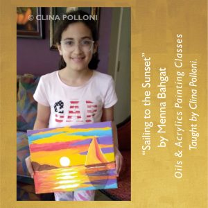 Menna Bahgat-Sailing to the Sunset-Painting Class acrylics oils.