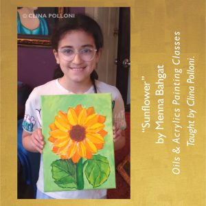 Menna Bahgat-Sunflower-Painting Class acrylics oils.