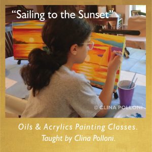Painting Classes acrylics oils-Sailing to the Sunset
