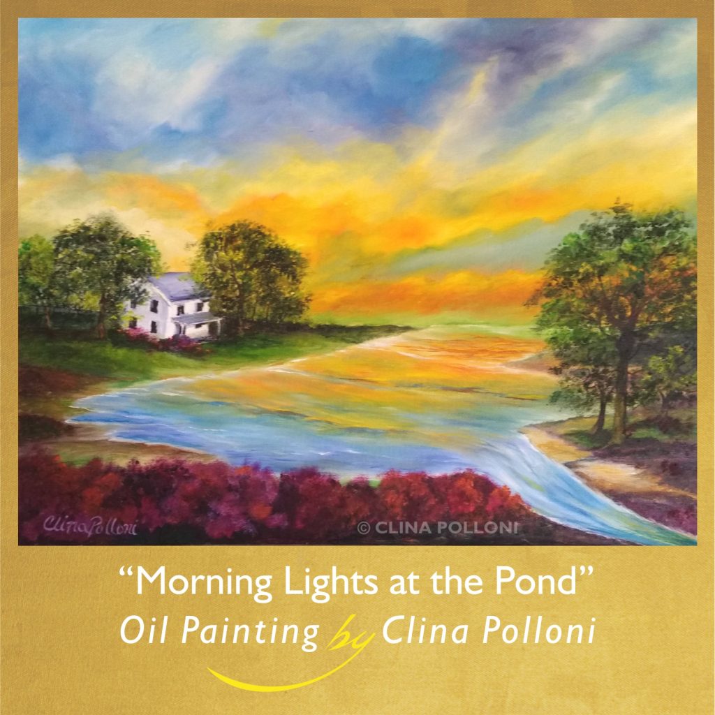 Sunrise at the Pond-Oil Painting by Clina Polloni