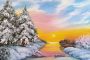 Sunrise in a Snowy Creek-Oil painting by Clina Polloni.